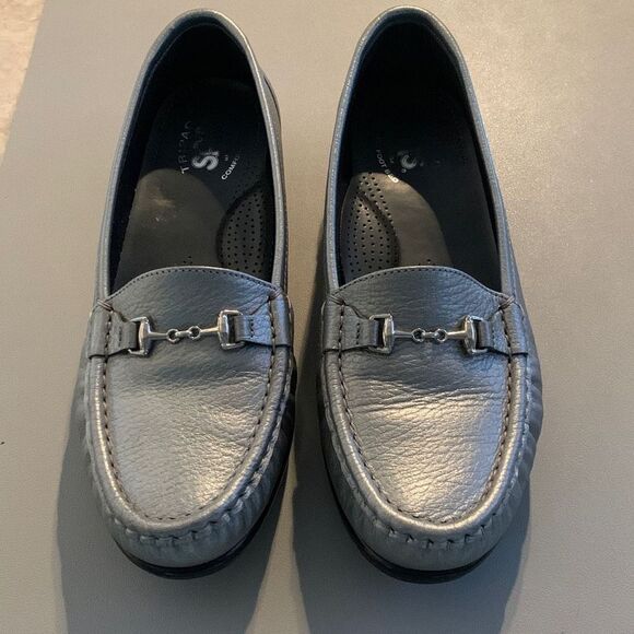 SAS Silver Leather Loafers - Picture 1 of 7